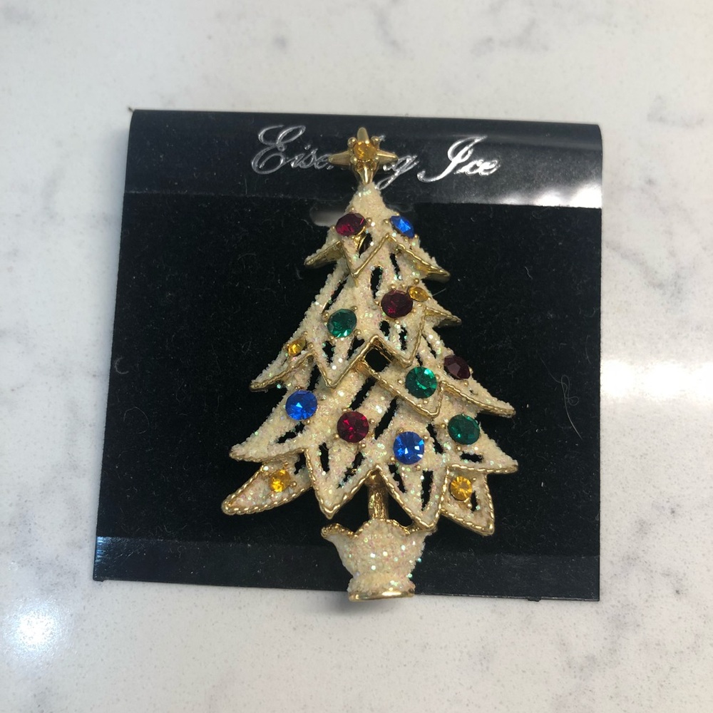 Vtg Eisenberg Ice Rhinestone Christmas Tree Pin